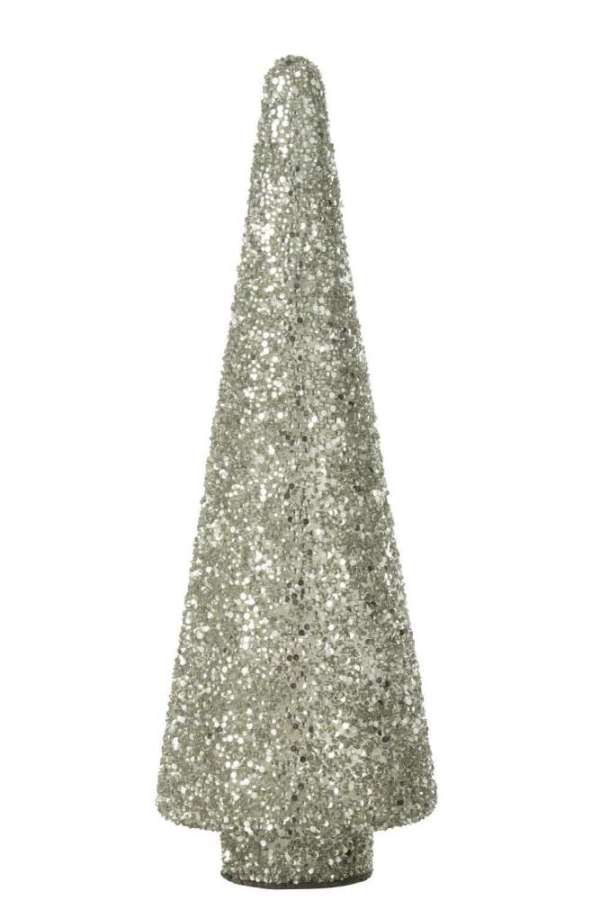 XMAS TREE GLITTER GLASS SILVER LARGE