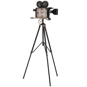CLOCK CAMERA ON TRIPOD IRON BLACK