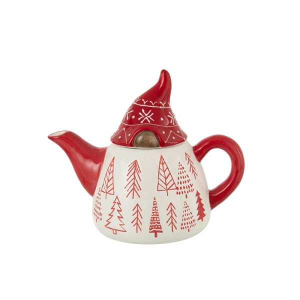 TEAPOT SANTA CLAUS DOLOMITE WHITE/CHRISTMAS RED
