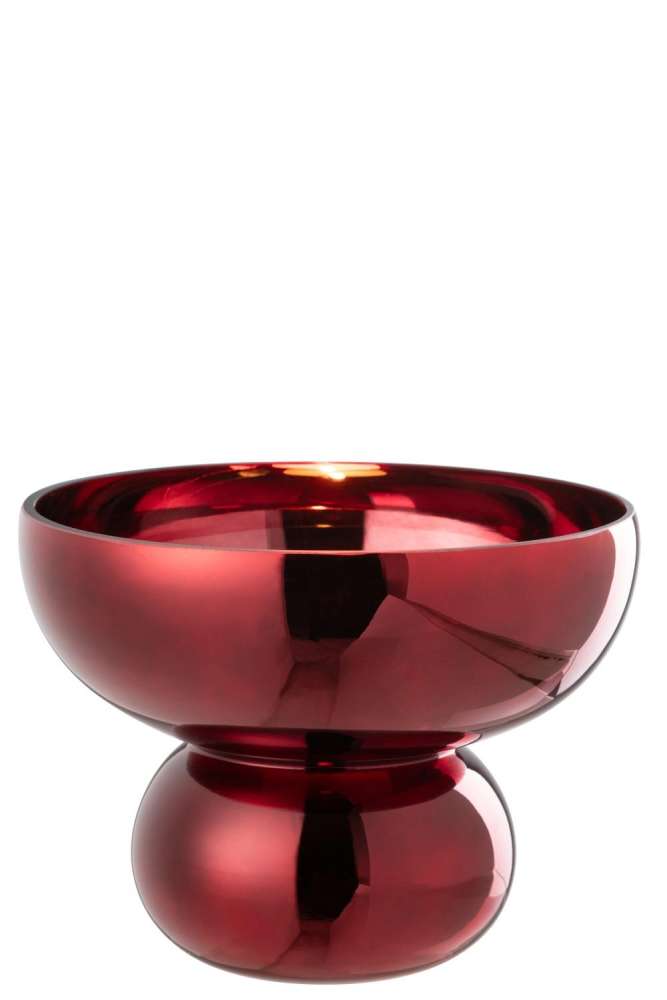 BOWL ROUNDED FOOT GLASS DARK RED