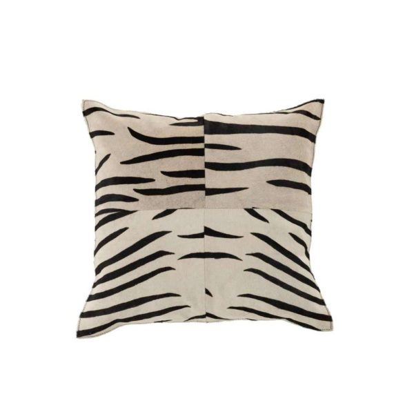 CUSHION ZEBRA SQUARE LEATHER BLACK/WHITE