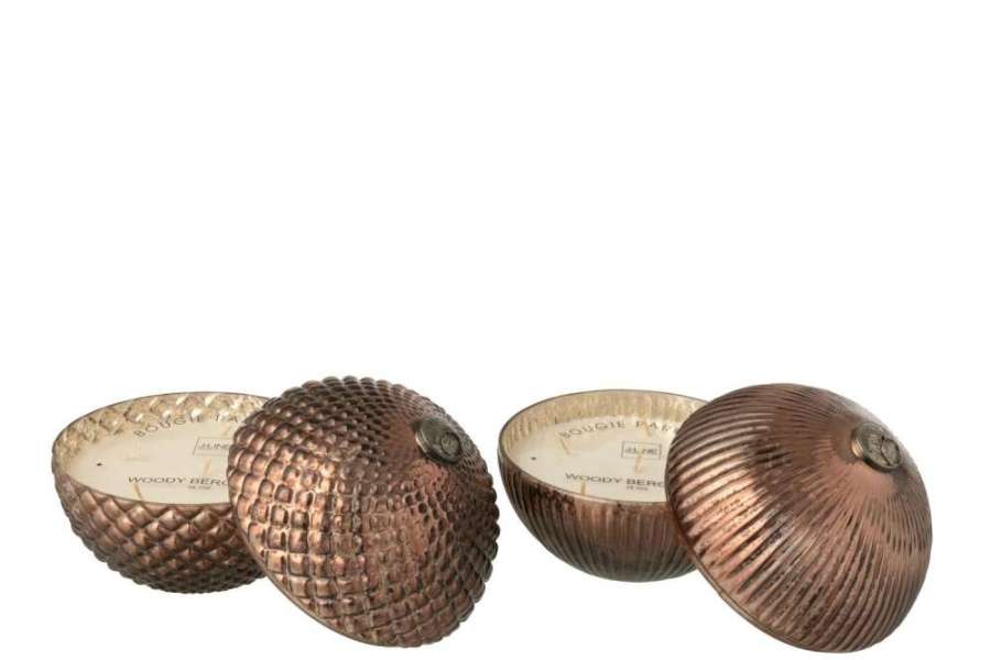 SCENTED CANDLE CHRISTMAS BAUBLE GLASS BROWN LARGE ASSORTMENT OF 2