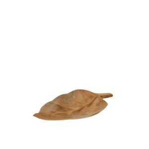 DISH LEAF TEAK WOOD NATURAL SMALL