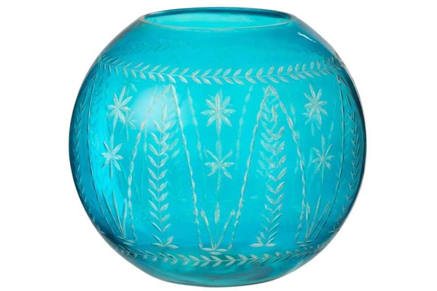 VASE TARIFA ROUND GLASS AZURE