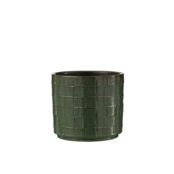 FLOWERPOT SQUARE CERAMIC GREEN LARGE
