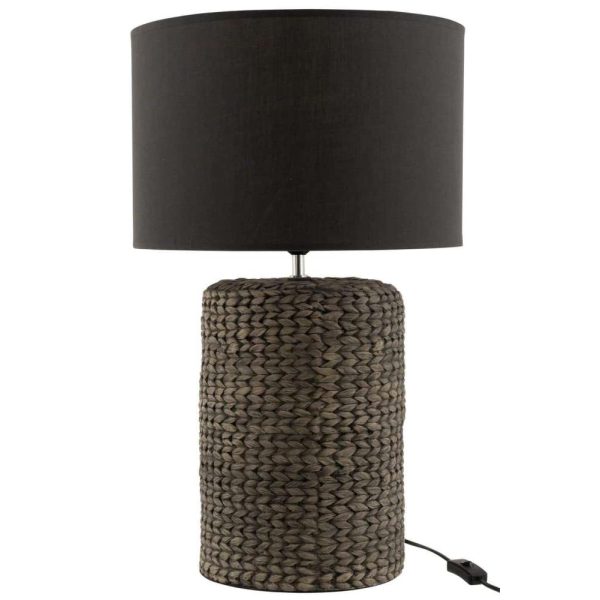 LAMP FOOT+SHADE THICK BRAID CONCRETE/COTTON WHITE LARGE