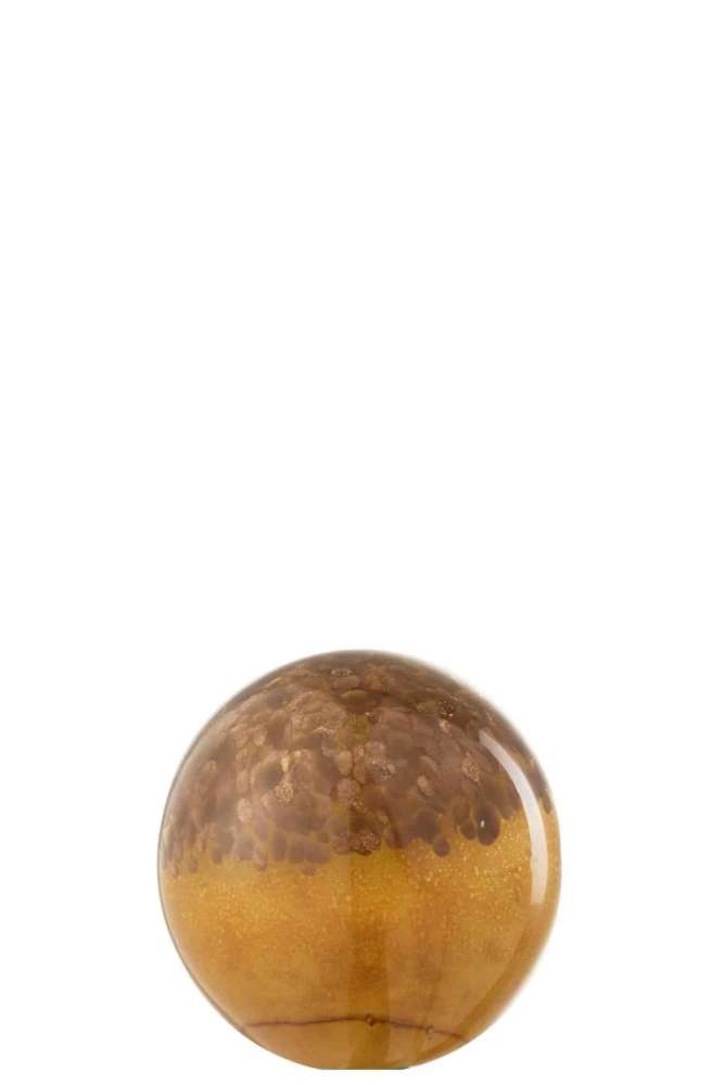 PAPERWEIGHT LAYERS GLASS BROWN/OCHRE SMALL