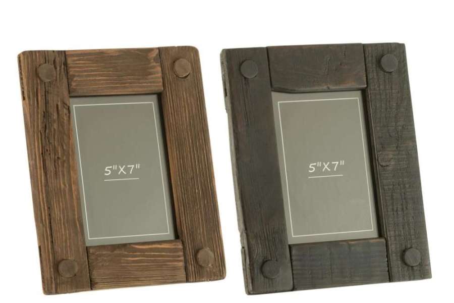 PHOTO FRAME NICK PINE WOOD BROWN/BLACK LARGE ASSORTMENT OF 2