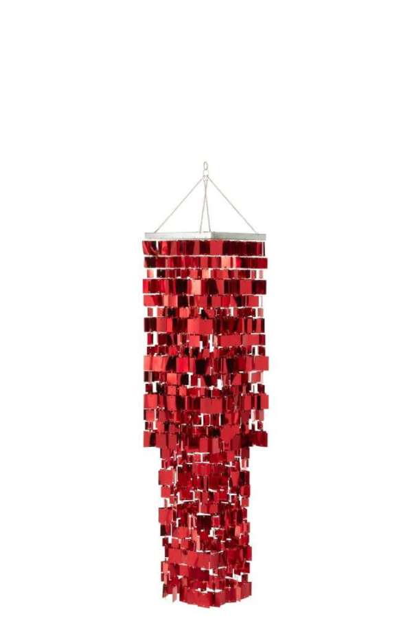 LAMP SHADE CHANDELIER SQUARE PVC RED MEDIUM