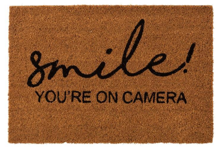 DOOR MAT SMILE COCONUT NATURAL/BLACK