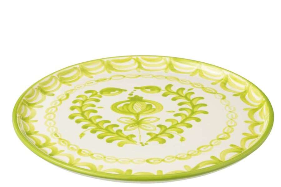 PLATE GRANADA CERAMIC WHITE/GREEN