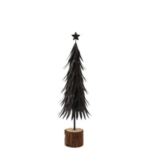 CHRISTMAS TREE METAL GLITTER BLACK SMALL