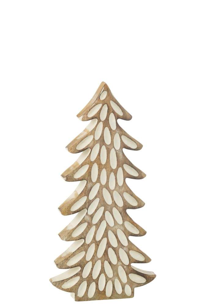 TREE CARVED MANGO WOOD WHITE/NATURAL SMALL