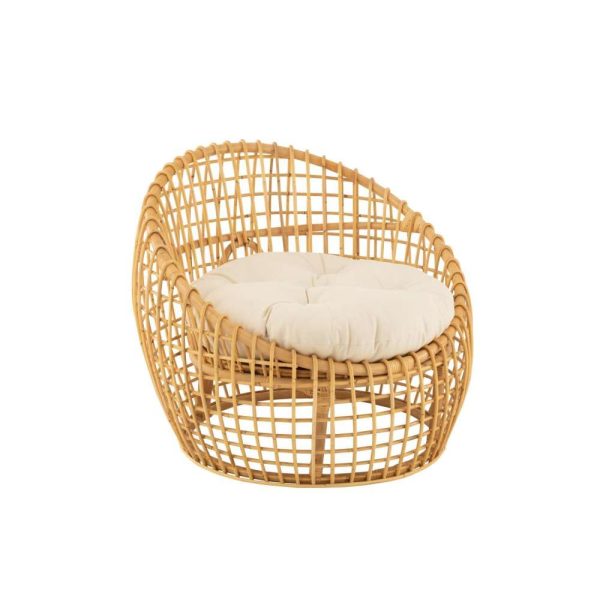 CHAIR LISE+CUSHION 1 PERSON RATTAN/TEXTILE NATURAL/WHITE