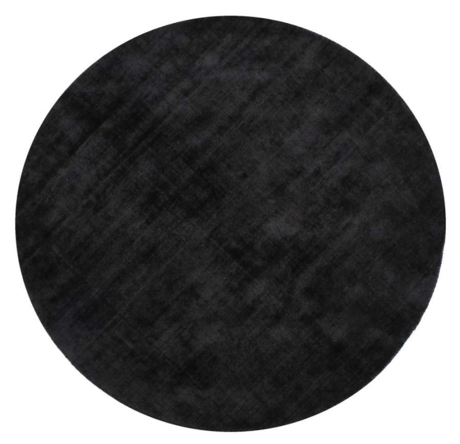 CARPET ROUND HANDMADE VISCOSE BLACK