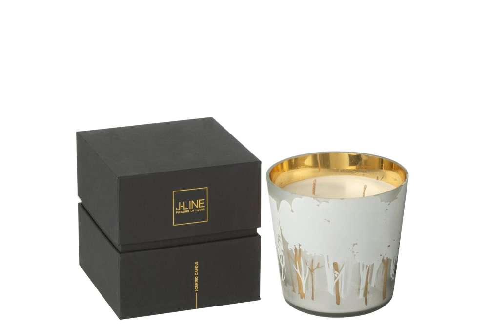 SCENTED CANDLE NOA FOREST SOYA WHITE/GOLD COLORED SMALL-50H