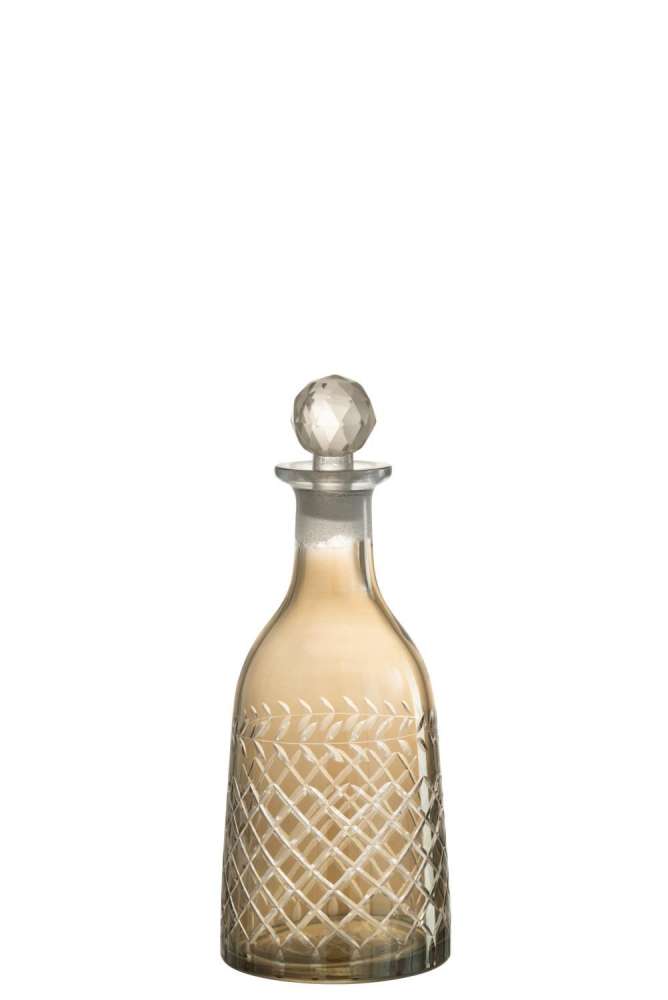 CARAFE CHECKERED TWIG GLASS SMOKE