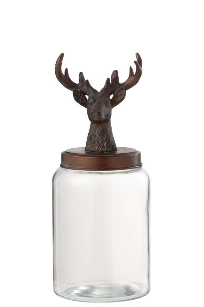 JAR DEER GLASS/RESIN TRANSPARENT/BRONZE LARGE