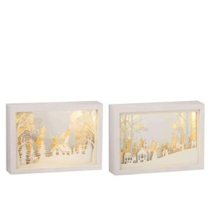 FRAME LOW 3D LED WINTER PVC/GLASS SILVER ASSORTMENT OF 2