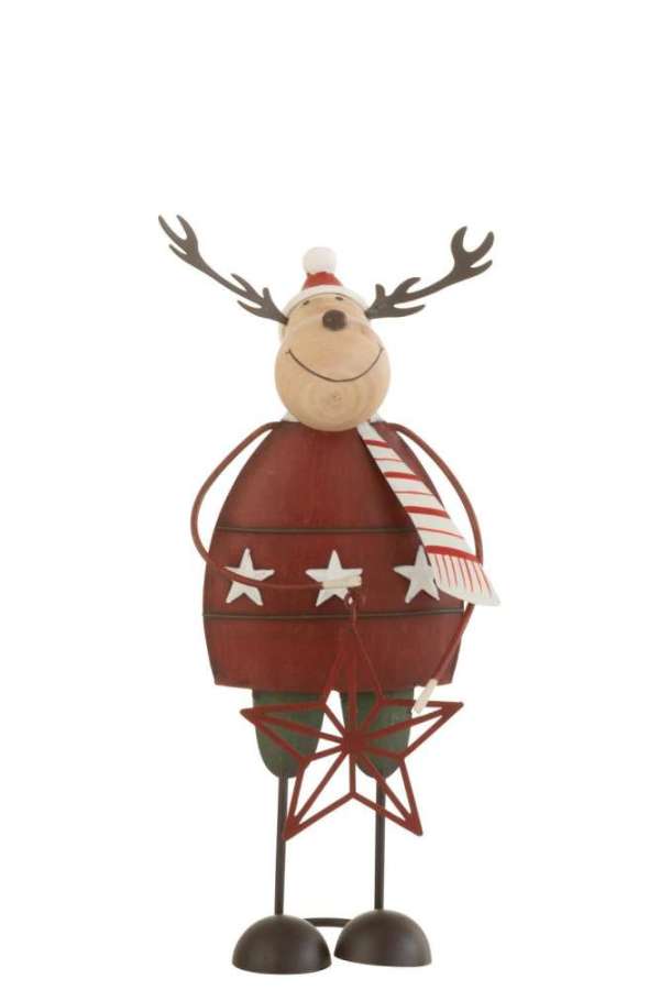 REINDEER DECO METAL RED LARGE