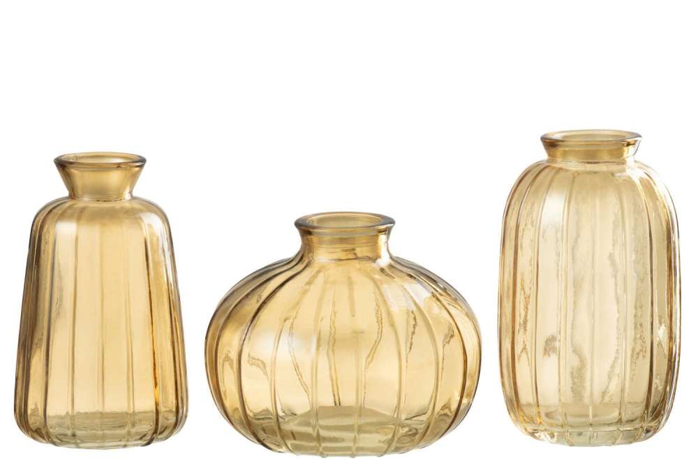 VASES LARI GLASS BROWN ASSORTMENT OF 3