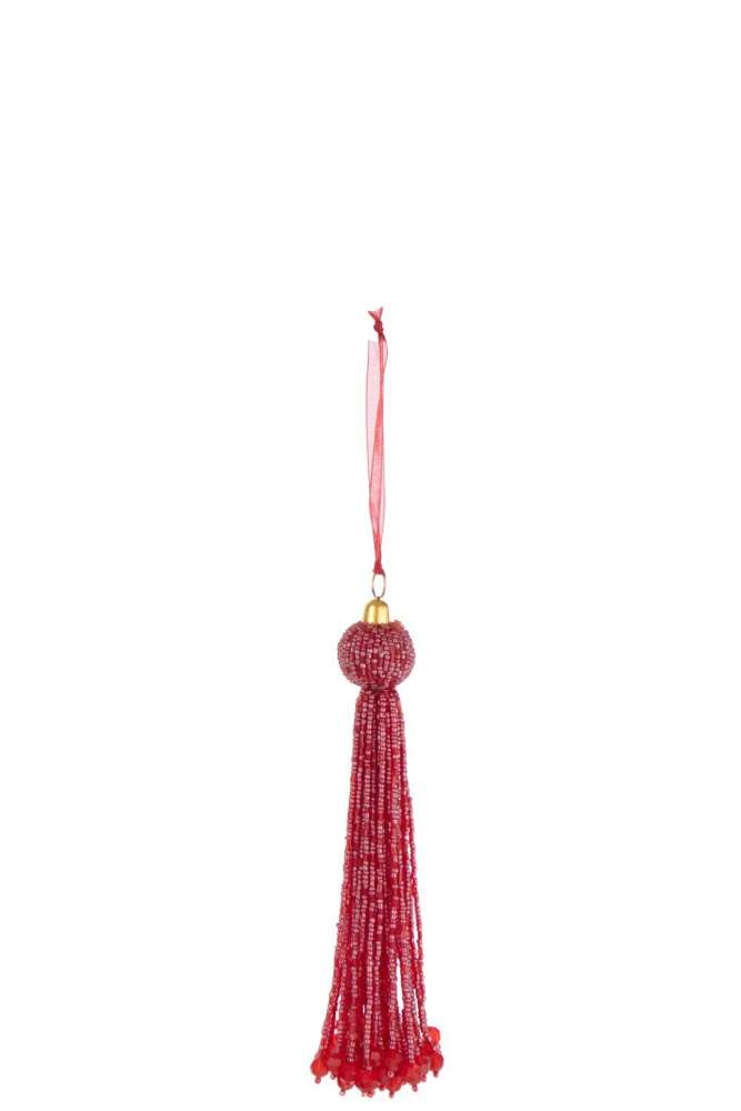 HANGER TASSEL BEADS CHRISTMAS RED