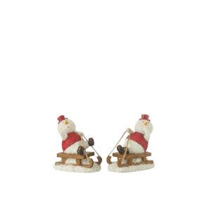 SNOWMAN SLED RESIN MIX SMALL ASSORTMENT OF 2