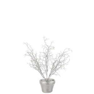 TREE IN POT GLITTER PLASTIC SILVER
