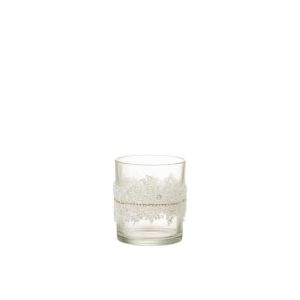 TEALIGHT HOLDER SUGAR MIDDLE DIAMONDS LINE GLASS CLEAR MEDIUM