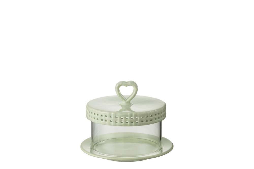 CAKE PLATE UNDER GLASS CERAMIC GREEN SMALL