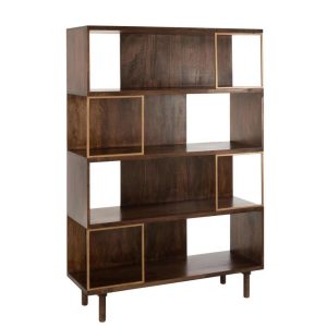 RACK RAFI 4LEVELS IRON/MANGO WOOD GOLD/DARK BROWN