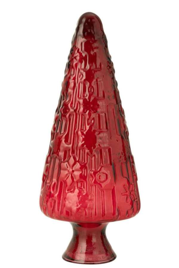 CHRISTMAS TREE CONE GLASS RED LARGE