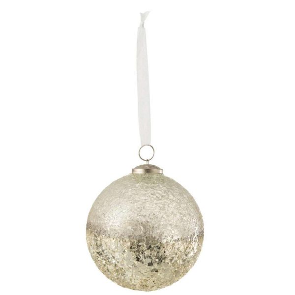 XMAS BAUBLE BROKEN GLASS SILVER LARGE