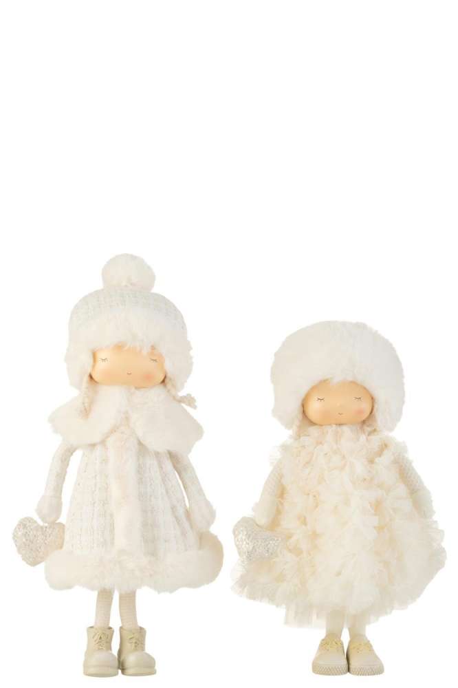 GIRL STANDING FUR TEXTILE WHITE LARGE ASSORTMENT OF 2