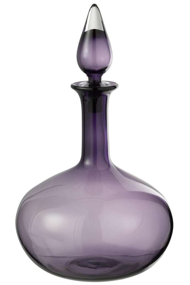 VASE+STOPPER BOTTLE GLASS PURPLE