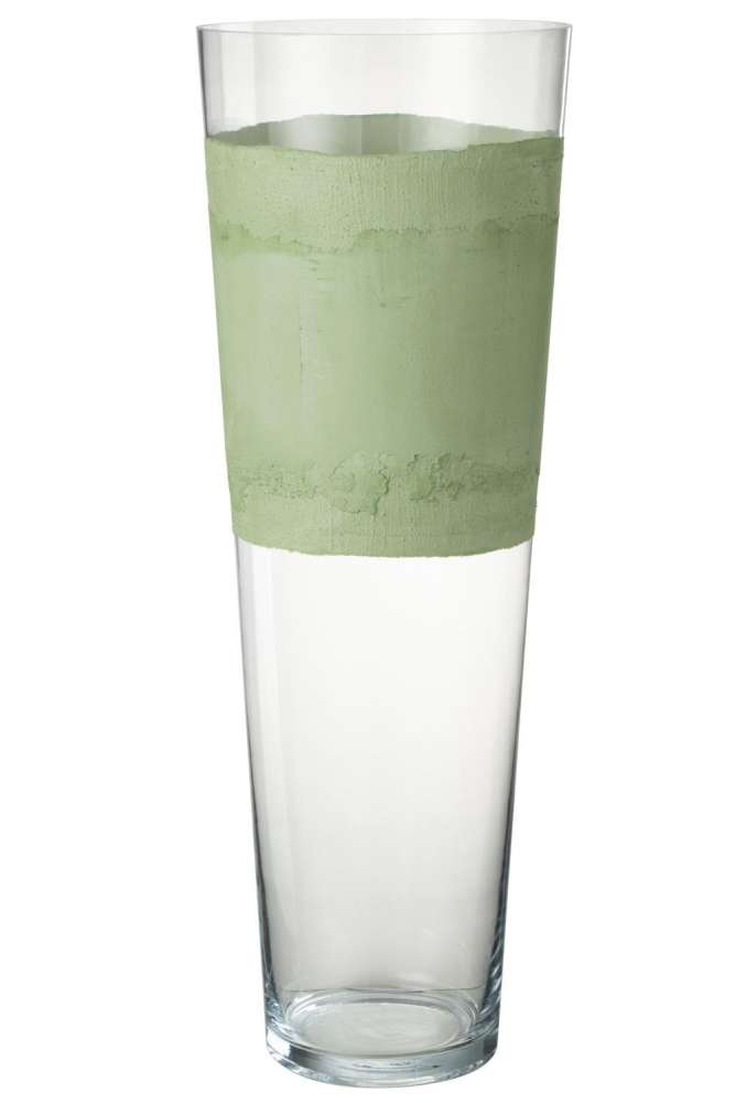 VASE DELPH GLASS TRANSPARENT/GREEN EXTRA LARGE