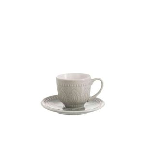 MUG+COASTER BOHO CERAMIC GREY