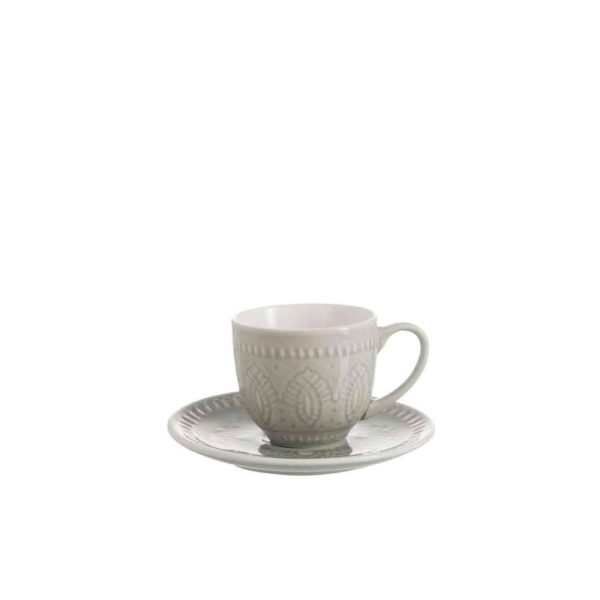 MUG+COASTER BOHO CERAMIC GREY