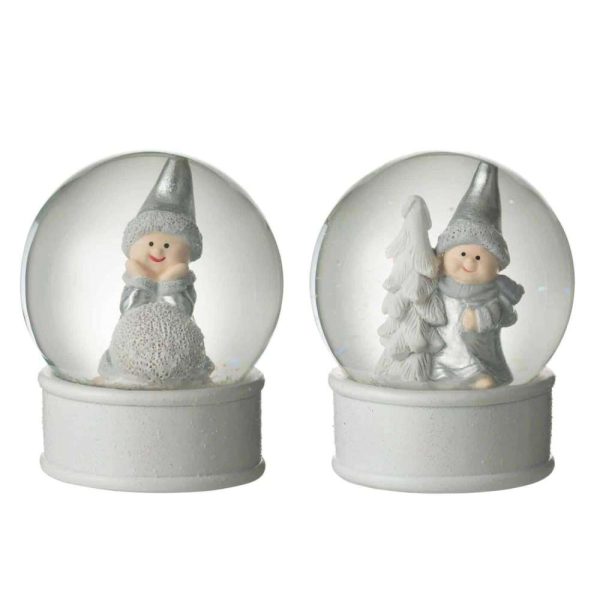 WATER GLOBE ANGEL PORZ GREY ASSORTMENT OF 2