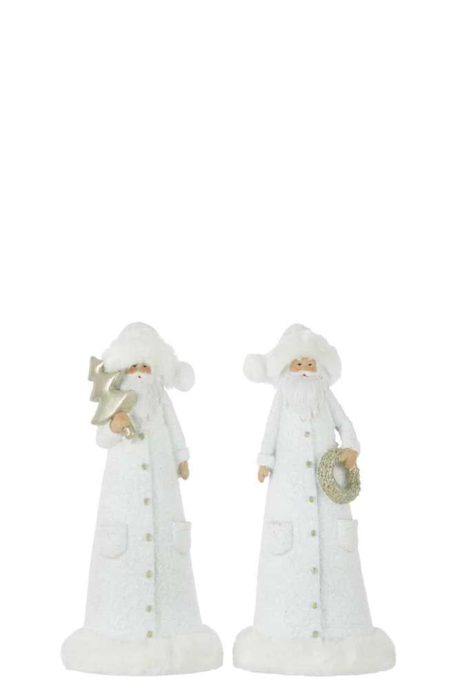 SANTA CLAUS POLY WHITE/GOLD SMALL ASSORTMENT OF 2