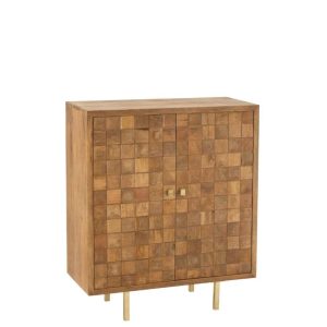 CUPBOARD NINO METAL/MANGO WOOD NATURAL/GOLD