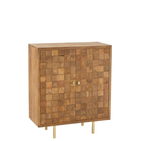 CUPBOARD NINO METAL/MANGO WOOD NATURAL/GOLD