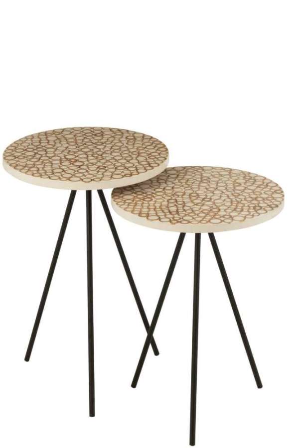 S/2 SIDETABLE RINGS RESIN BROWN/WHITE