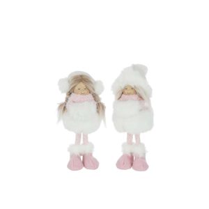 GIRLS STANDING HAT FUR POLYESTER WHITE/PINK SMALL ASSORTMENT OF 2