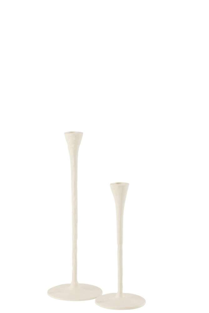 SET OF 2 CANDLE HOLDER GOA ALUMINIUM WHITE