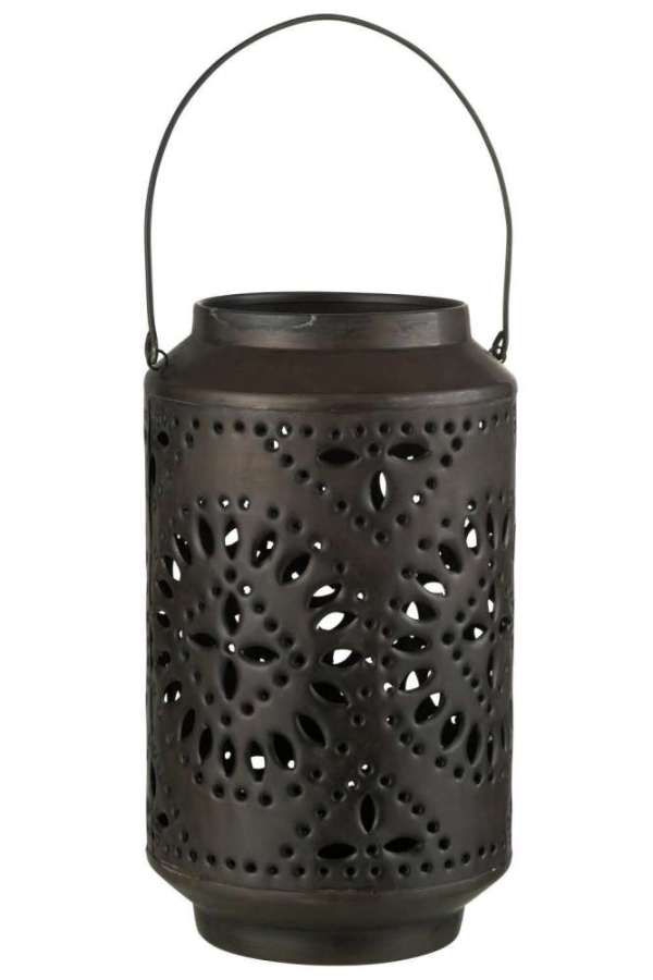 LANTERN HIGH PERFORATED IRON BLACK MATTE
