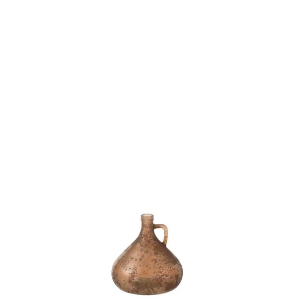 VASE BOTTLE WITH HANDLE GLASS ANTIQUE PINK