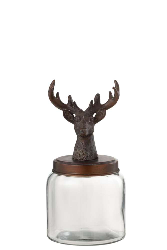 JAR DEER GLASS/RESIN TRANSPARENT/BRONZE SMALL