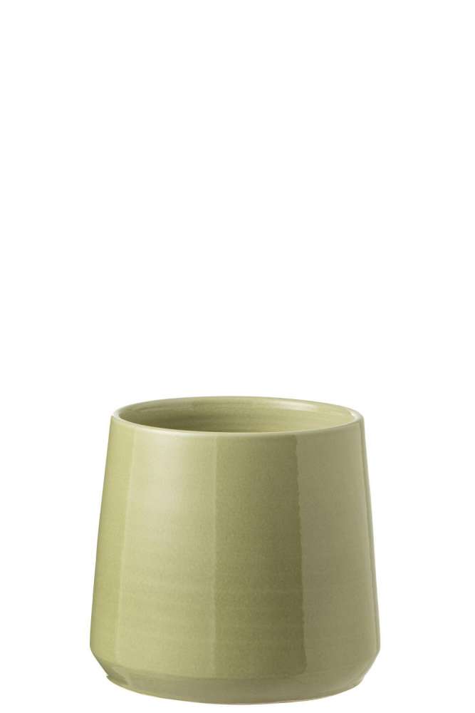 FLOWERPOT ROUND CERAMIC GREEN MEDIUM