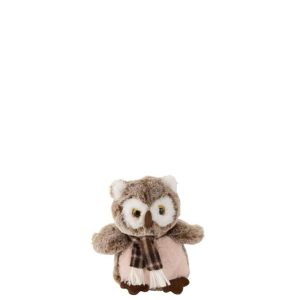 OWL+SCARF PLUSH BROWN/BEIGE SMALL